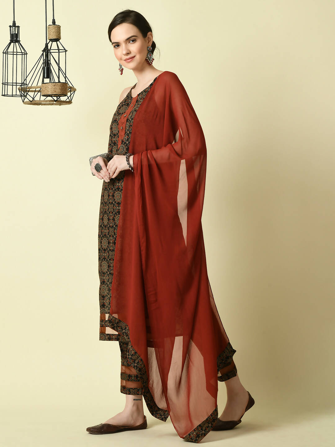 Myshka Women's Multi Straight Kurta & Trousers With Dupatta | Grocsy
