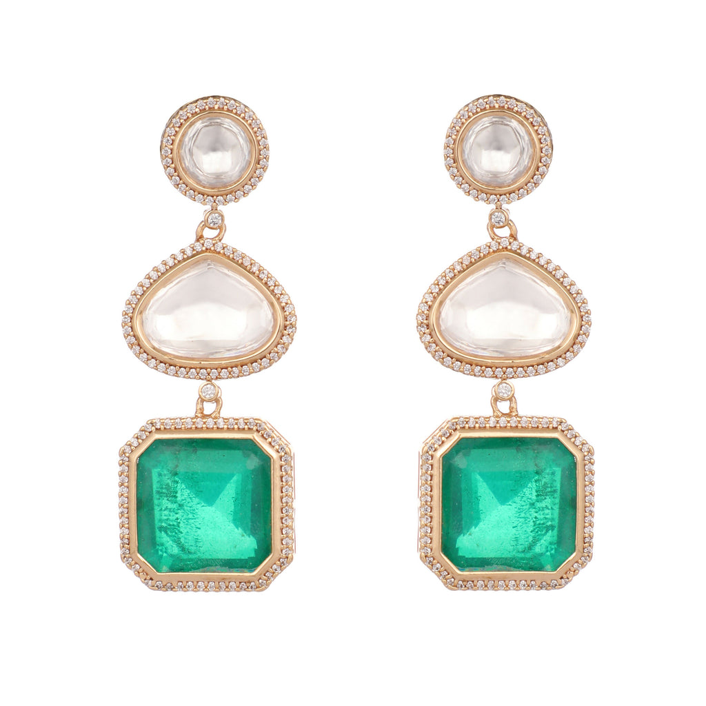 Nuyug Emerald Drop Anti Tarnish Sparkle Earrings | Grocsy