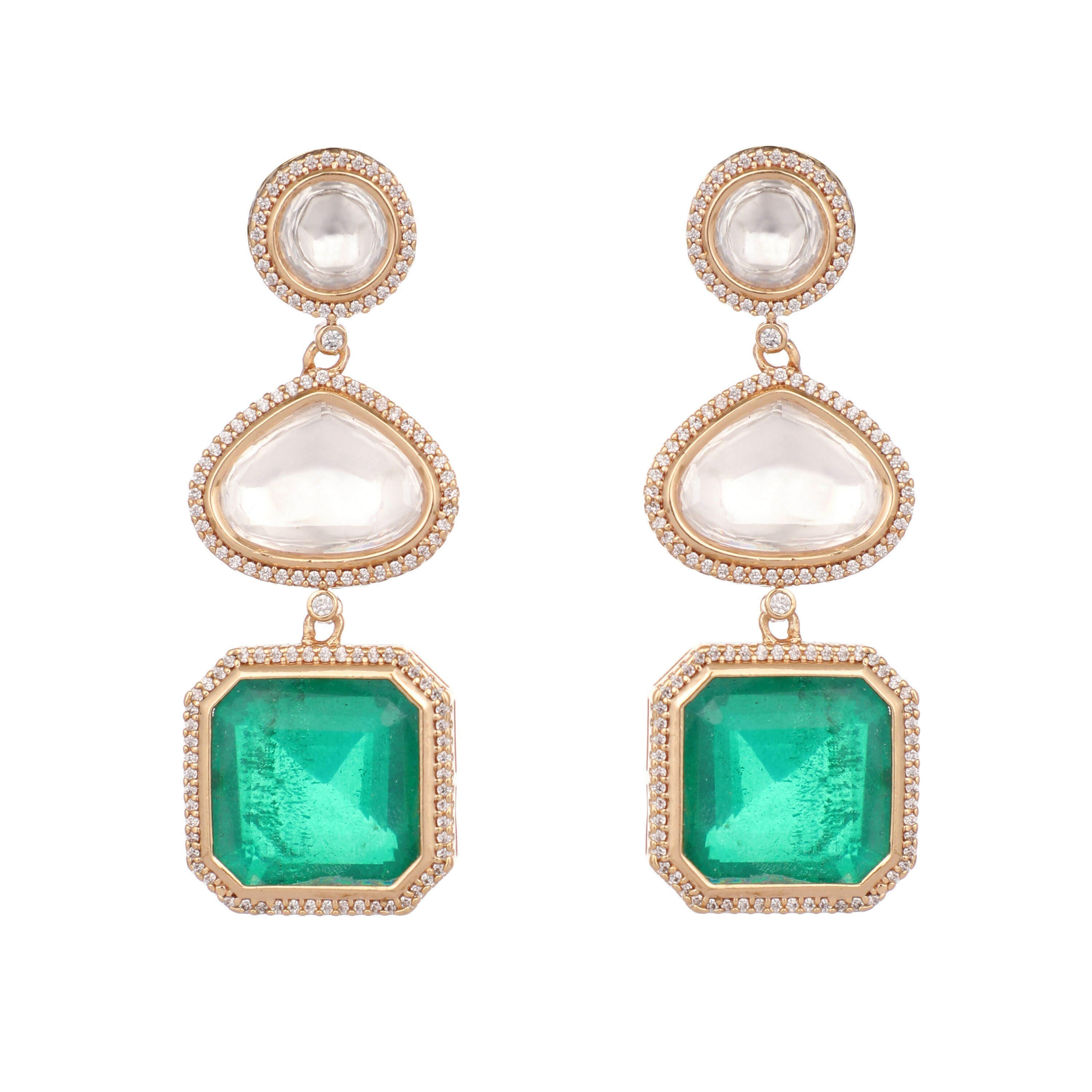 Nuyug Emerald Drop Anti Tarnish Sparkle Earrings | Grocsy