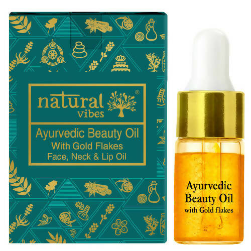 Natural Vibes Ayurvedic Gold Beauty Oil with Gold Flakes | Grocsy