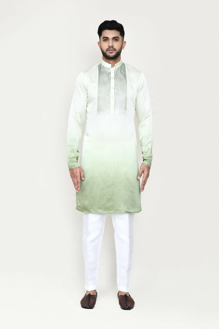 Joban Fashion Green Colored Satin Silk Fabric Kurta With Straight Fit Pant | Grocsy