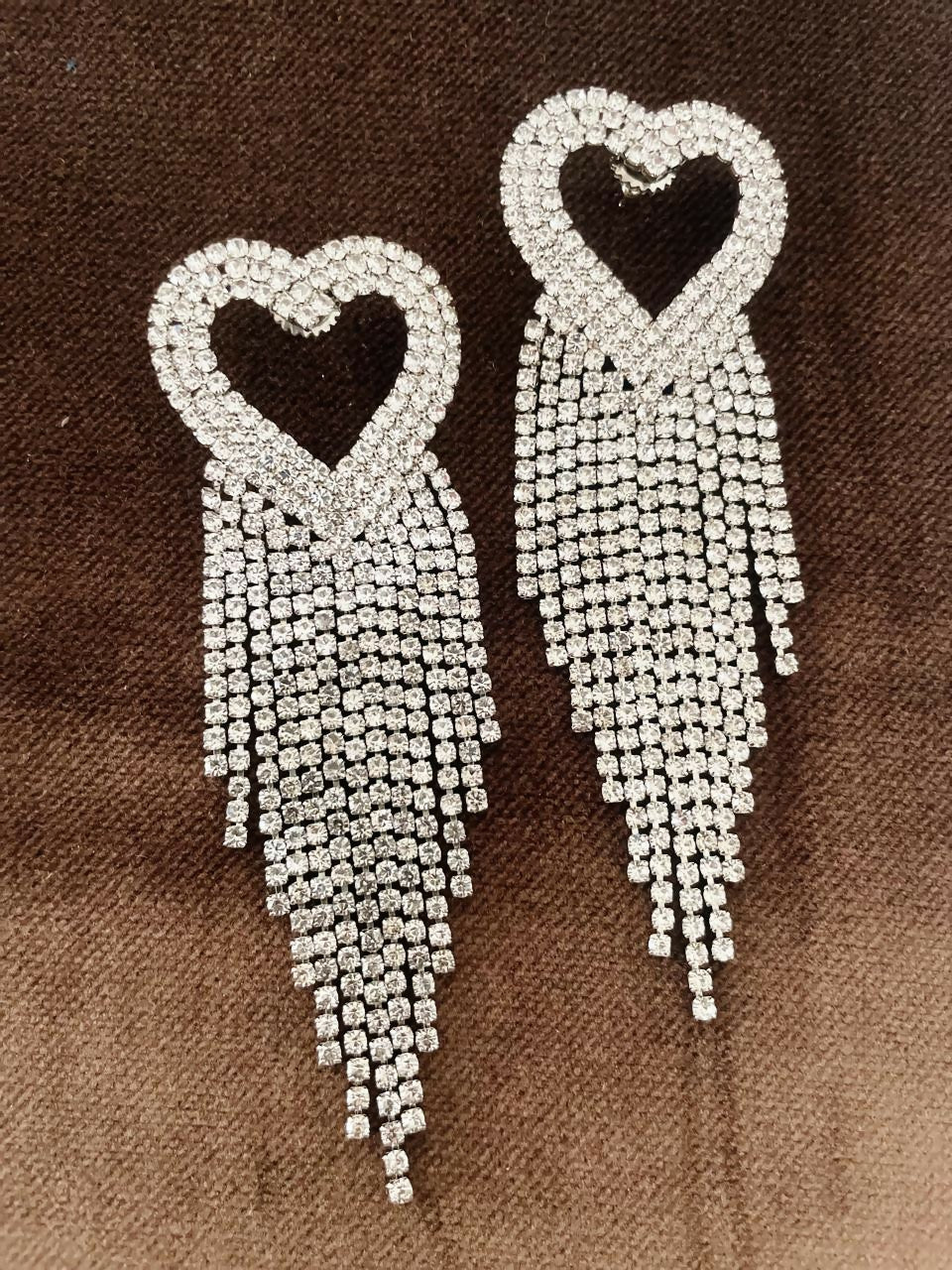 Partywear Zircoin Silver Heart Danglers By House of Ree - Swadesiicart