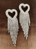 Partywear Zircoin Silver Heart Danglers By House of Ree - Swadesiicart
