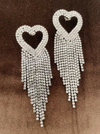 Partywear Zircoin Silver Heart Danglers By House of Ree - Swadesiicart