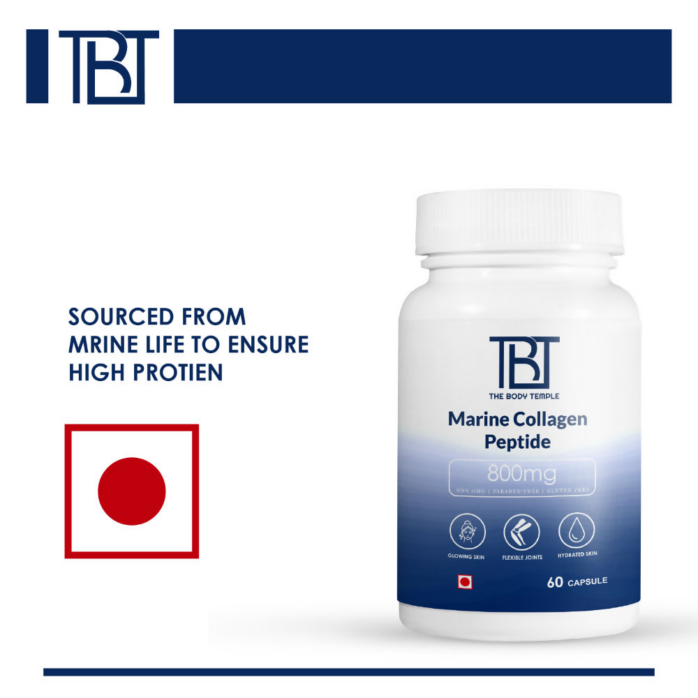 The Body Temple Marine Collagen Peptide 800mg for Healthy & Shiny Hair and Strong Nails | Grocsy