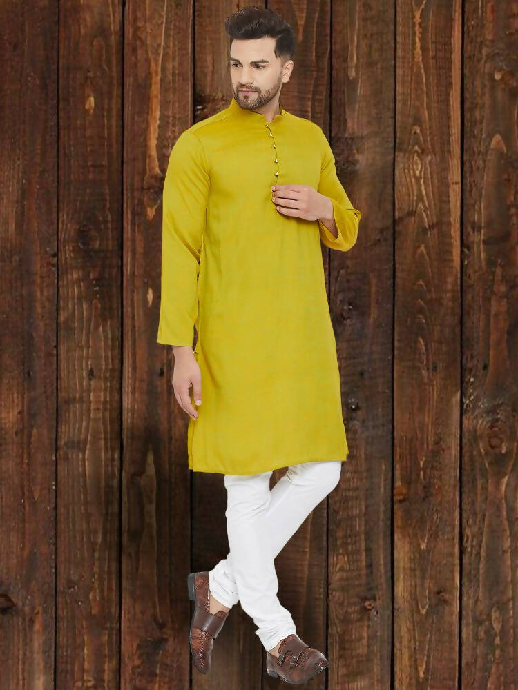 Even Apparels Yellowish Green Wedding Kurta - Green | Grocsy