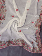 Teeya Creation New Womens Latest Party Wear Soft Chiffon Silk Saree-White | Grocsy