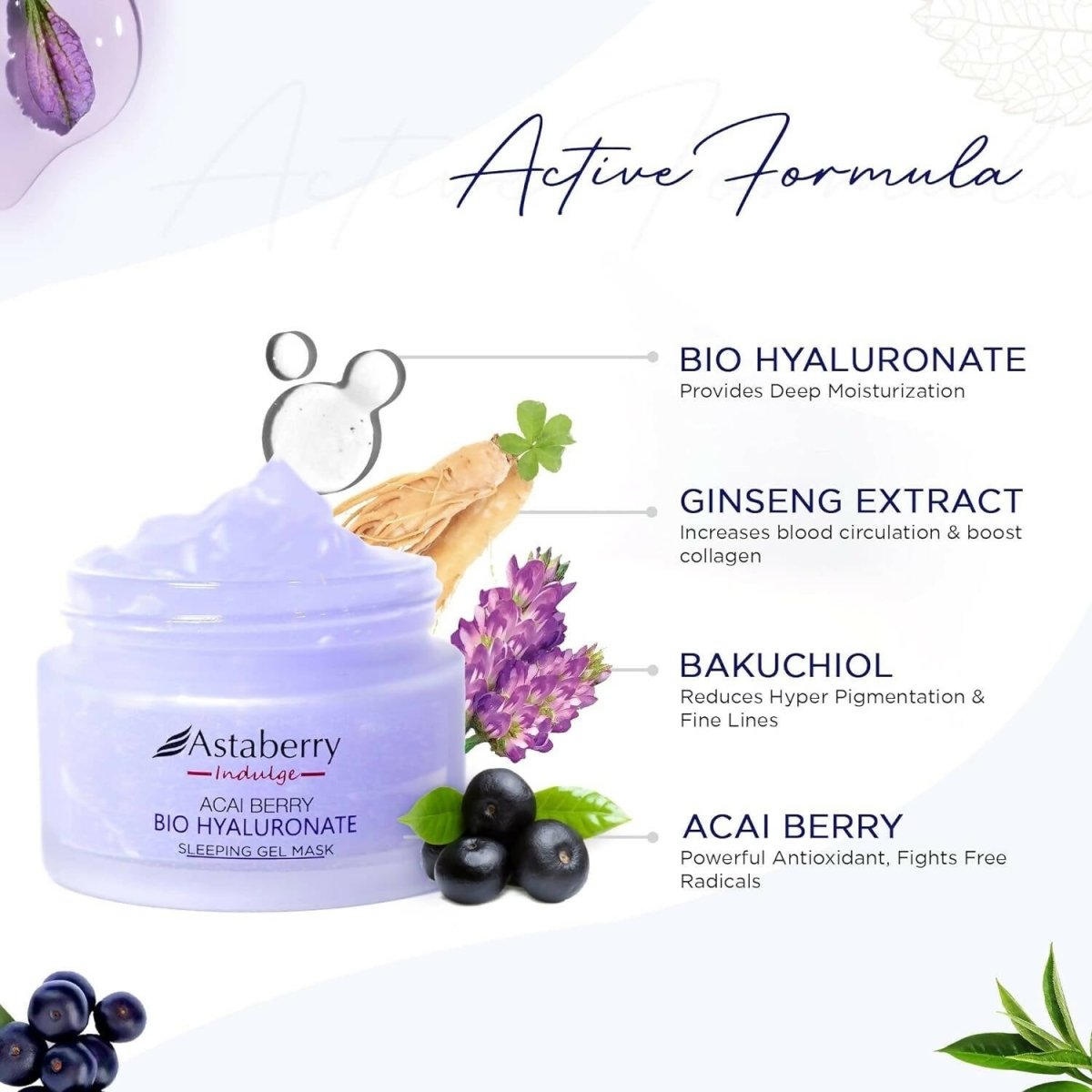 Astaberry Indulge Acai Berry Bio Hyaluronate Sleeping Gel Mask | Grocsy