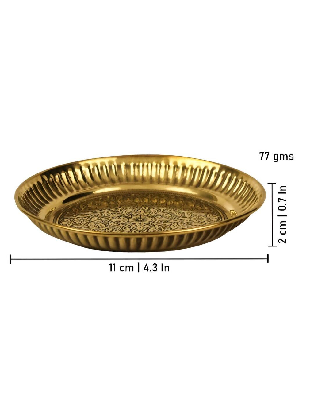 Spillbox Gold-Toned Brass Textured Thali Pooja Essential | Grocsy