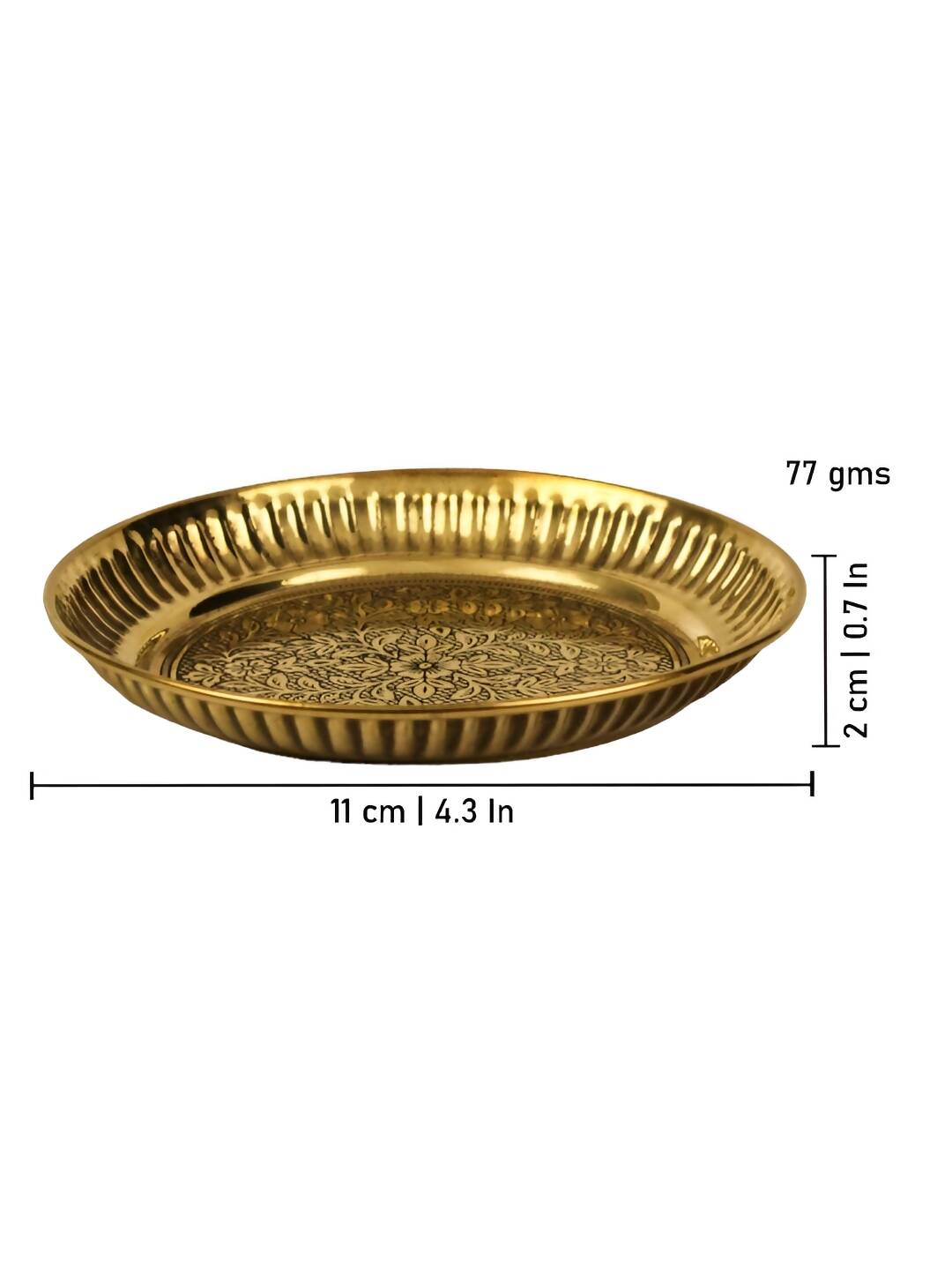 Spillbox Gold-Toned Brass Textured Thali Pooja Essential | Grocsy