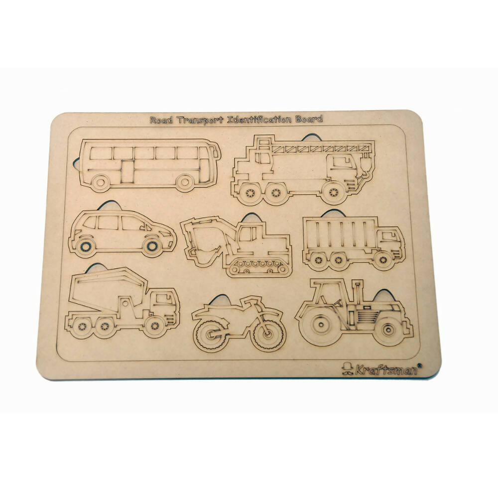 Kraftsman Road Transport Vehicles Identification Puzzle Board With Color Kit Included | Grocsy