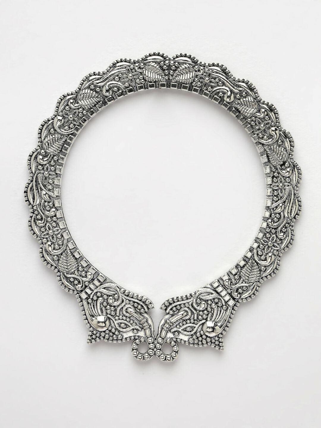 NVR Women's Set of 2 Silver-Toned German Silve Oxidised Elephant Design Handcrafted Bangles