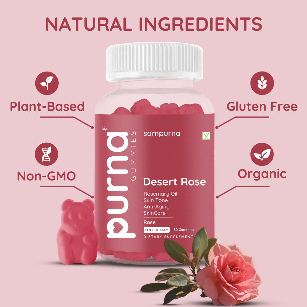Purna Rosemary Oil Gummies - Rose | Grocsy