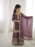 Teeya Creation New Trendy Fully Stitched Ready to Wear Kids Kurta Palazzo Set-Purple | Grocsy