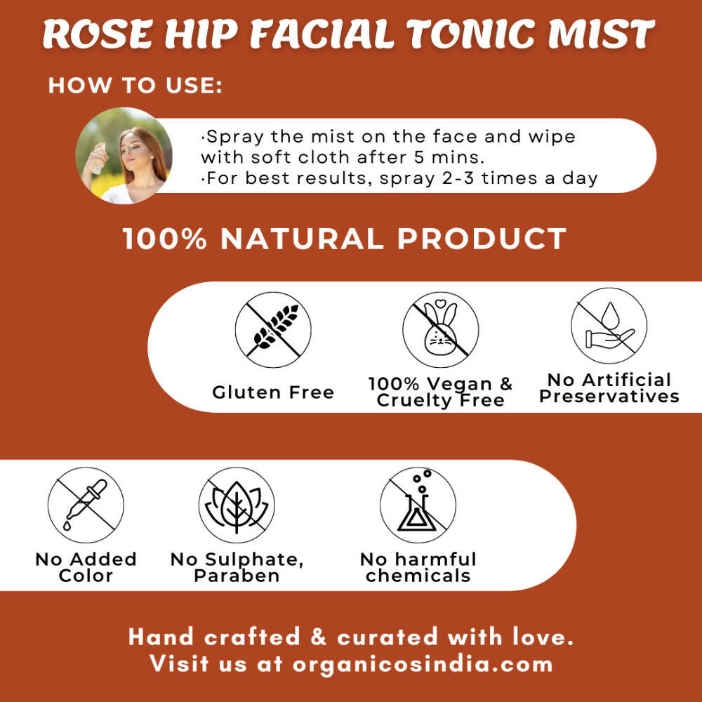 Organicos Rose Hip Facial Tonic Mist | Grocsy