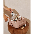 Bronson Professional Travel Makeup Bag Cosmetic Storage Faux Leather Vanity Pouch - Pink | Grocsy