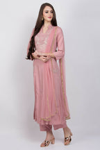 Joban Fashion Rose Gold Maslin Kurta Set | Grocsy