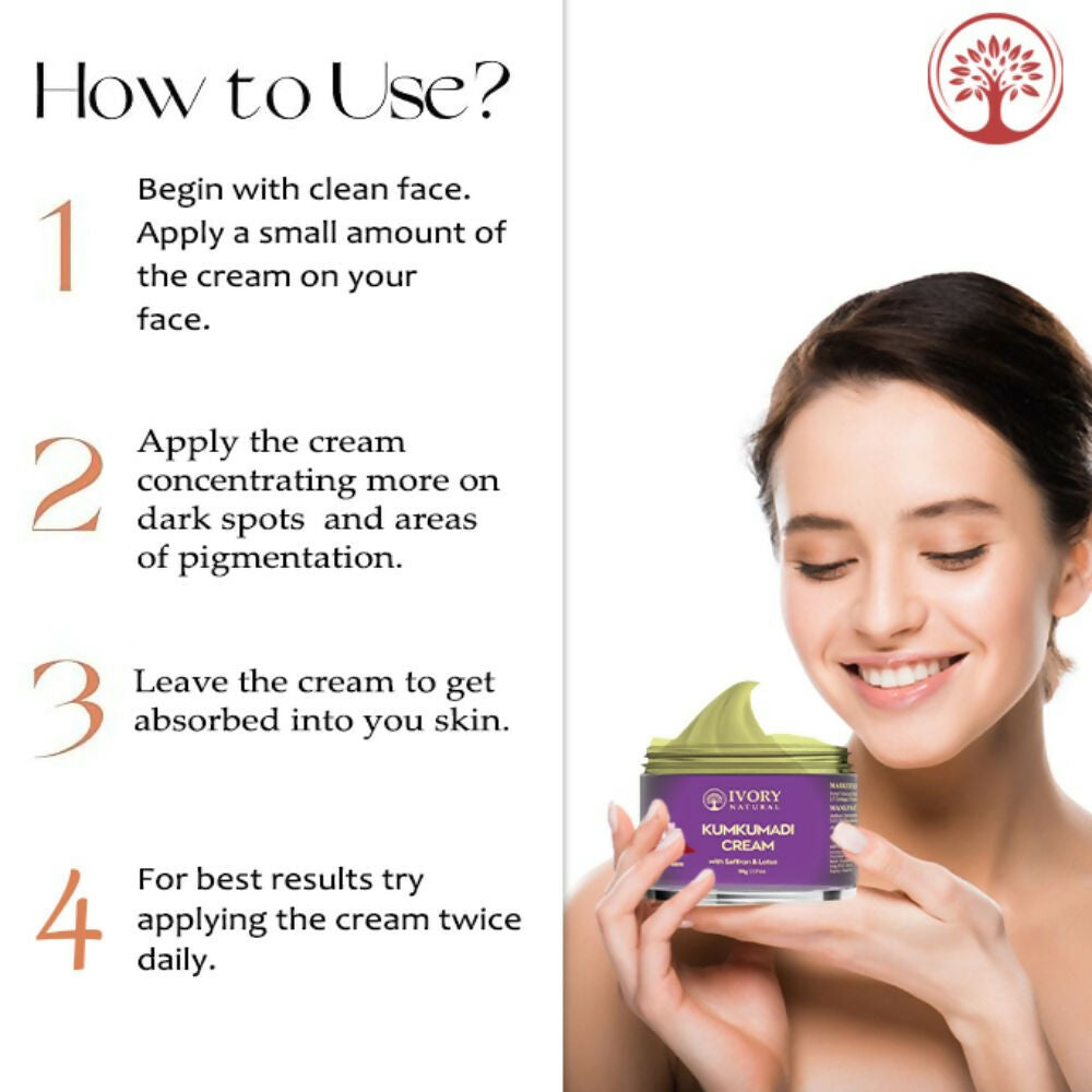 Ivory Natural Kumkumadi Night Cream For Skin For Skin Tone & Texture, Reduce Blemishes & Dark Spots | Grocsy