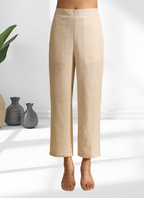 Joban Fashion Beige Linen Embroidered Readymade Cord Set | Grocsy