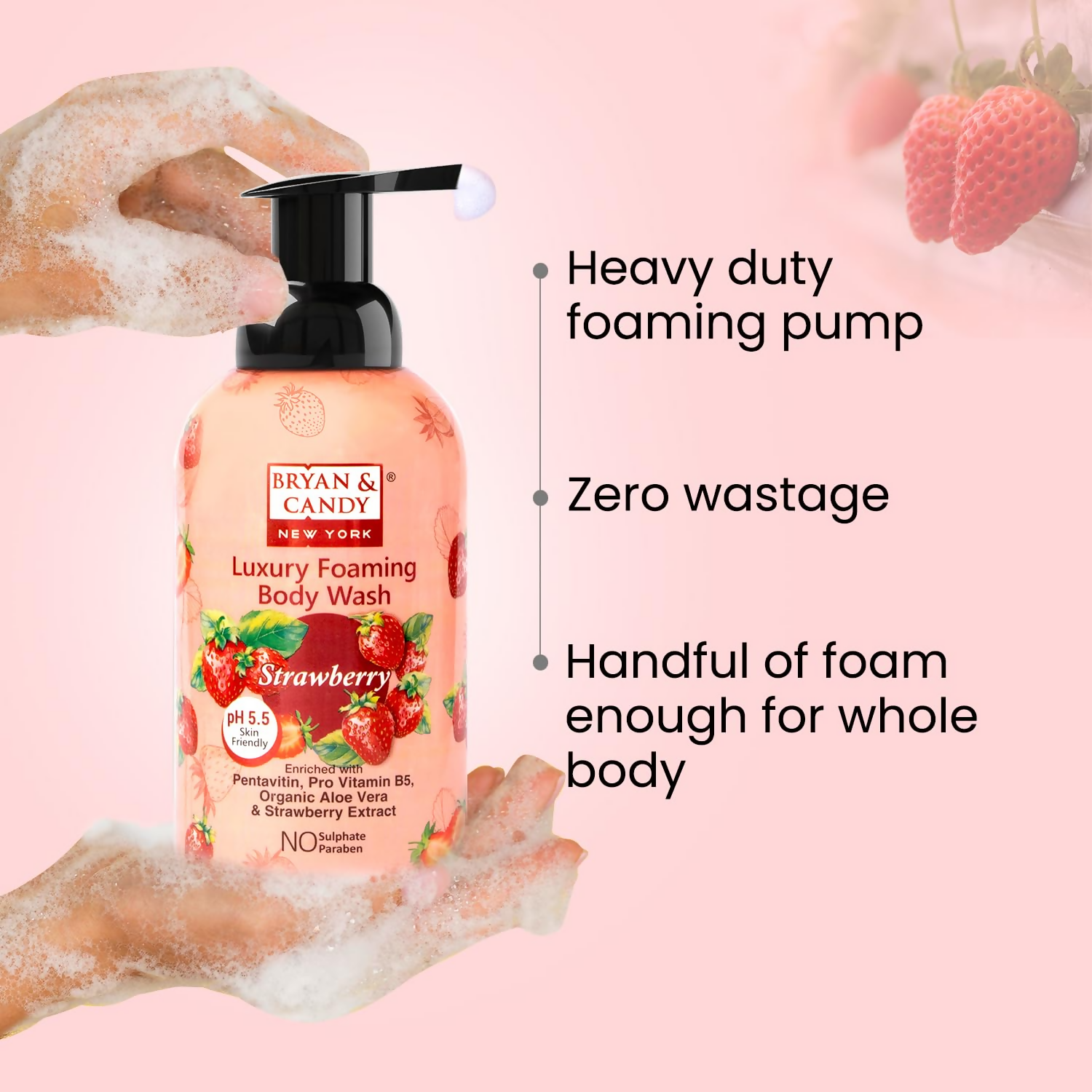 Bryan & Candy Luxury Foaming Body Wash - Strawberry | Grocsy