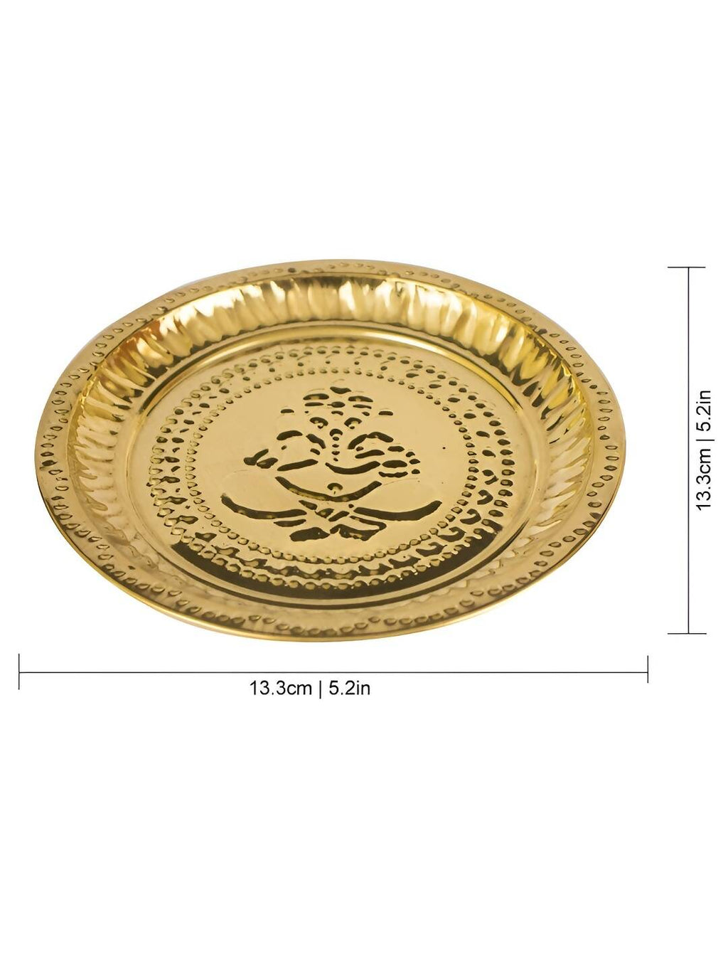 Spillbox Gold-Toned Brass Ganesha Thali Pooja Essential | Grocsy