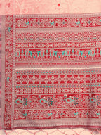 Shree Shyam Fashion Anaya Peach Linen Cotton Saree | Grocsy