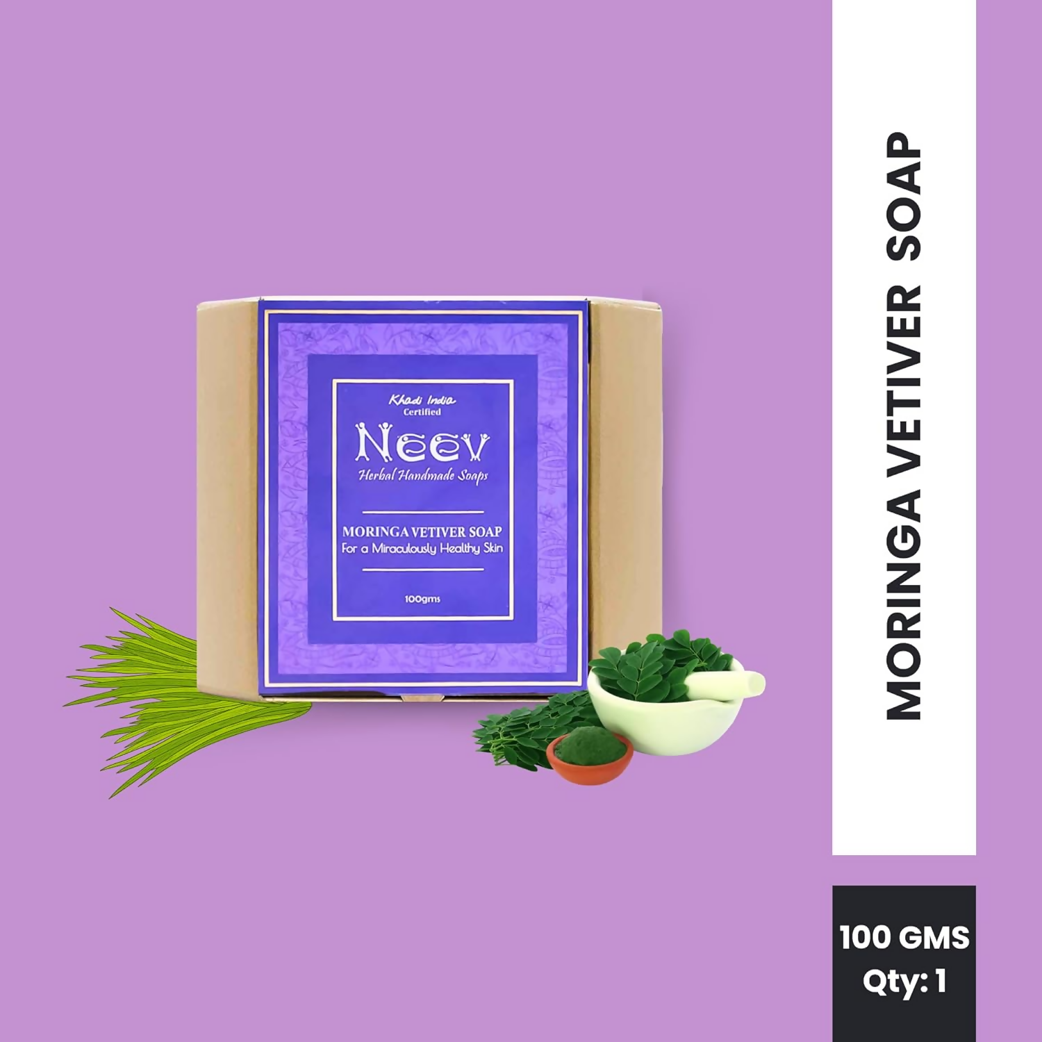 Neev Herbal Handmade Soaps Moringa Vetiver Soap | Grocsy