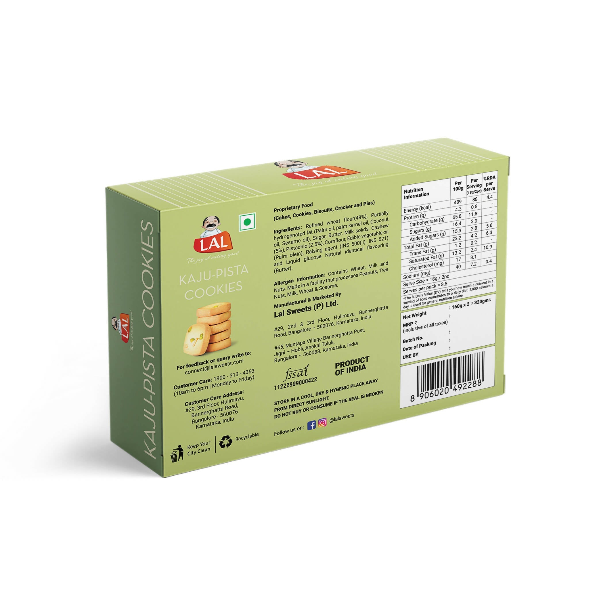 Lal Sweets Kaju Pista Cookies | Grocsy