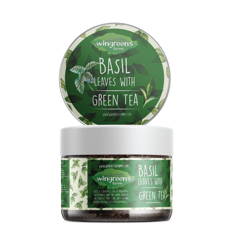 Wingreens Farms Basil Leaves With Green Tea | Grocsy