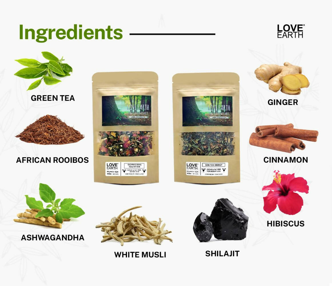 Love Earth 60 Days Tea-Tox Combo | Grocsy