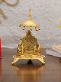 CraftVatika Gold-Polished Ladoo Gopal Singhasan/Pooja Chowki Showpiece | Grocsy