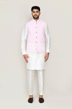 Joban Fashion White Colored Art Silk Fabric Kurta, Jacket With Straight Fit Pant | Grocsy