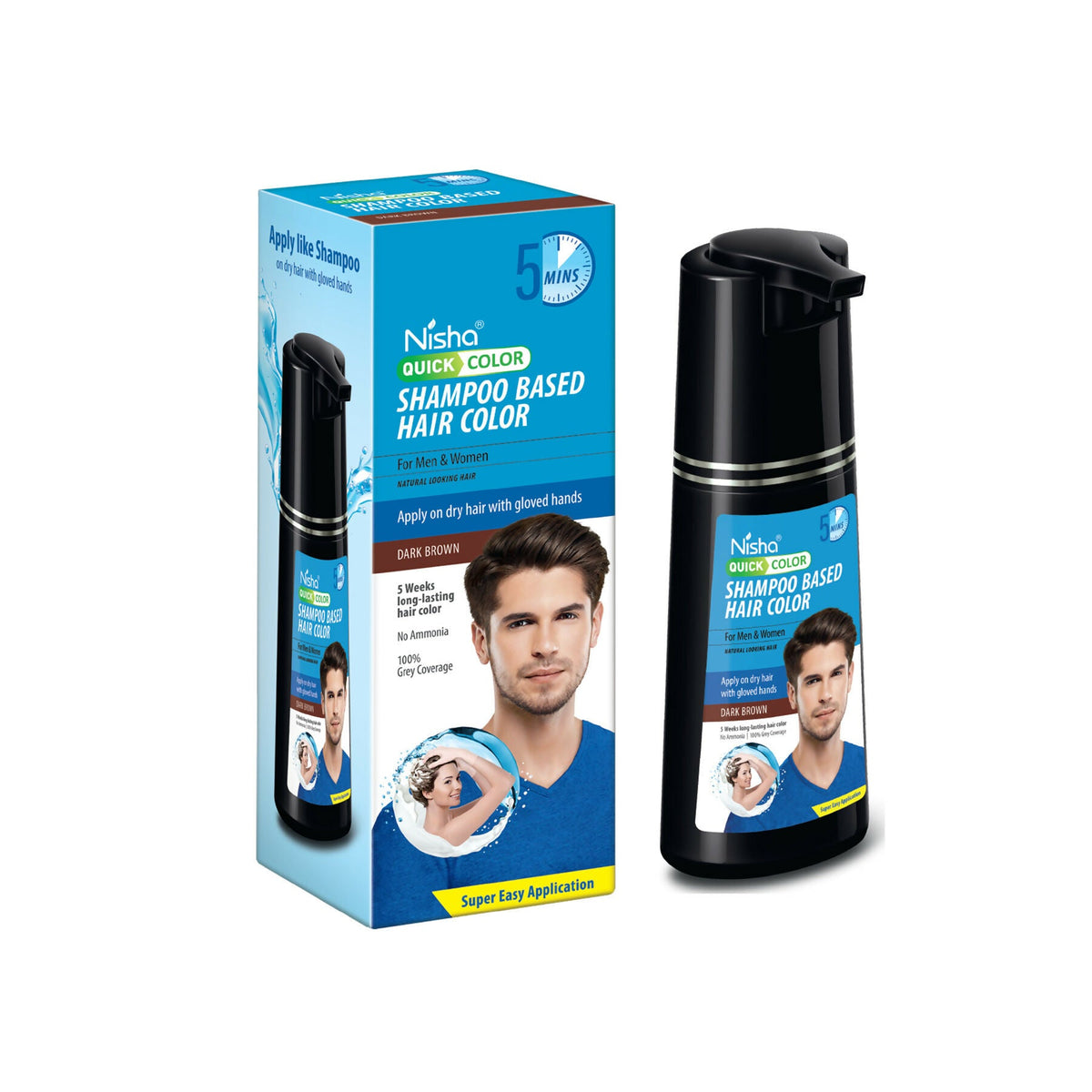 Nisha Quick Color Shampoo Hair Color,Dark Brown | Grocsy