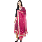 A R Silk Orgenza Gota Patti Fancy Dupatta Gajari Color Dupatta or Chunni | Grocsy