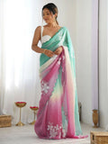 PR Fashion Rama_Bit Gold Crush Embroidery Work Saree | Grocsy