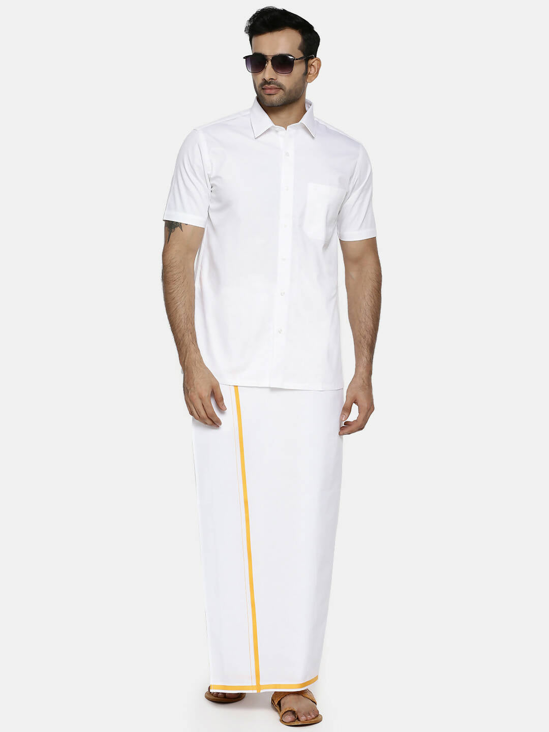 Ramraj Cotton Mens Half Sleeve Formal 100 % Cotton White Shirt | Grocsy