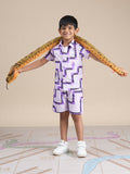 Snakes and Ladders Boys Purple Table Print Shirt and Boxer Set from Siblings Collection | Grocsy