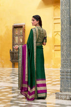 PR Fashion Green Poly Cotton Printed With Zari Weaving Work Saree | Grocsy