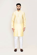 Joban Fashion Cream Colored Art Silk Fabric Kurta With Straight Fit Pant | Grocsy