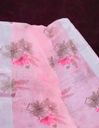 Vibrant Combination Of Baby Pink With Floral Design Semi Chanderi Saree By Gayathri Reddy Designer Studio | Grocsy