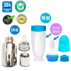 Goodmunchkins Stainless Steel Feeding Bottle for Baby Anti Colic Silicon Nipple Feeder 150 ml Combo Pack-Blue | Grocsy