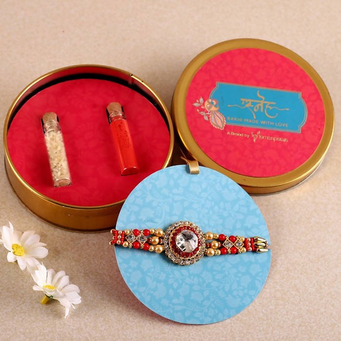 American Diamond Bling Rakhi And Fruit N Nut Chocolates | Grocsy