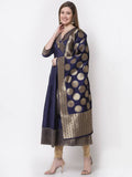 Myshka Blue Color Silk Solid Anarkali Gown With Dupatta | Grocsy