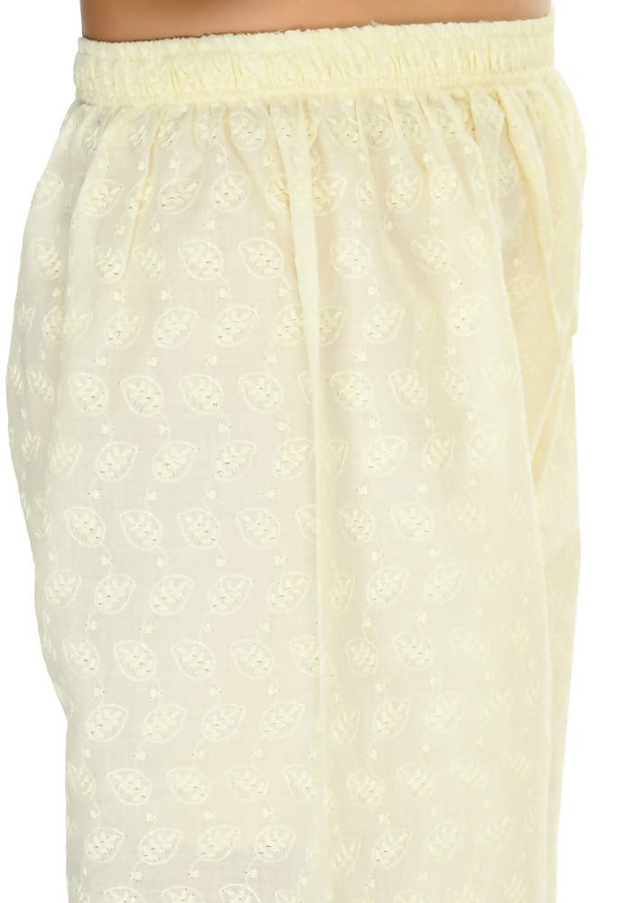Mominos Fashion Moeza Cotton Off White Chikan Work Palazzo | Grocsy