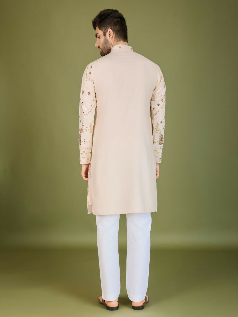Vastranavya Ivory Exclusive Festival Wear Pure Viscose Rayon Embroidered Sequence Work Kurta | Grocsy