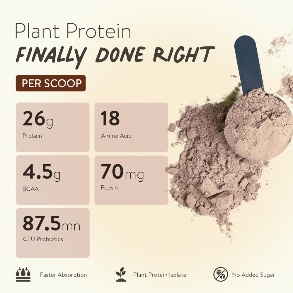 Happy Cultures 26g Tastiest Plant Protein| Chocolate, Almond Chunks & Ashwagandha | Grocsy