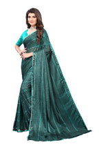 Vamika Rama Green Lycra Knitted Saree | Grocsy