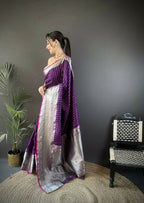 Joban Fashion Purple Small Butti Banarasi Silk Sarees | Grocsy