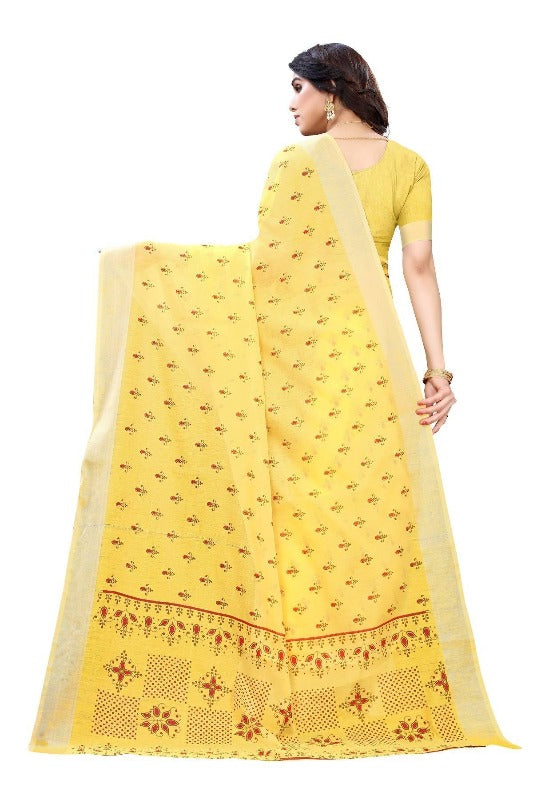 Vamika Yellow Chanderi Designer Saree (DIYA YELLOW) | Grocsy