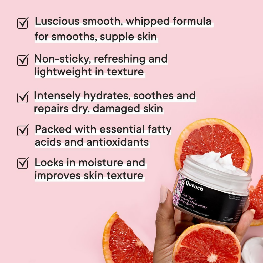 Quench Moisturizing Body Butter with Cherry Blossom Repairs Dry Damaged Skin | Grocsy